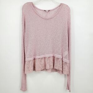 American Eagle Outfitters Pink/Blush Long Sleeve  Lace Top